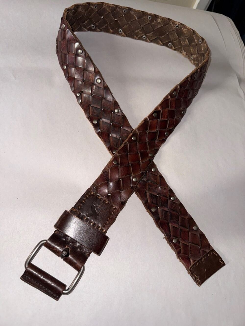 American eagle Y2K brown leather braided belt size s/m